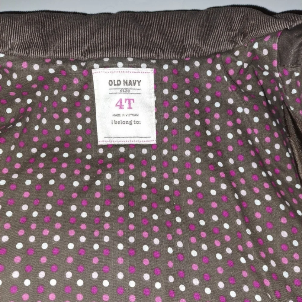 Old Navy Brown Pink Trim Multicolored Polka Dot Lining Kid's Jacket Girl's 4T